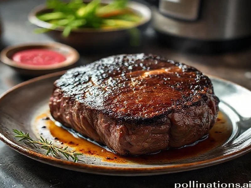 A beautifully seared chuck roast piece resting on a plate, ready for the Ninja Foodi pot. - Ninja Foodi pressure cooker pot roast