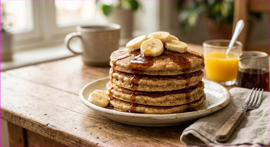 Banana Oatmeal Pancakes (Healthy and Fluffy)