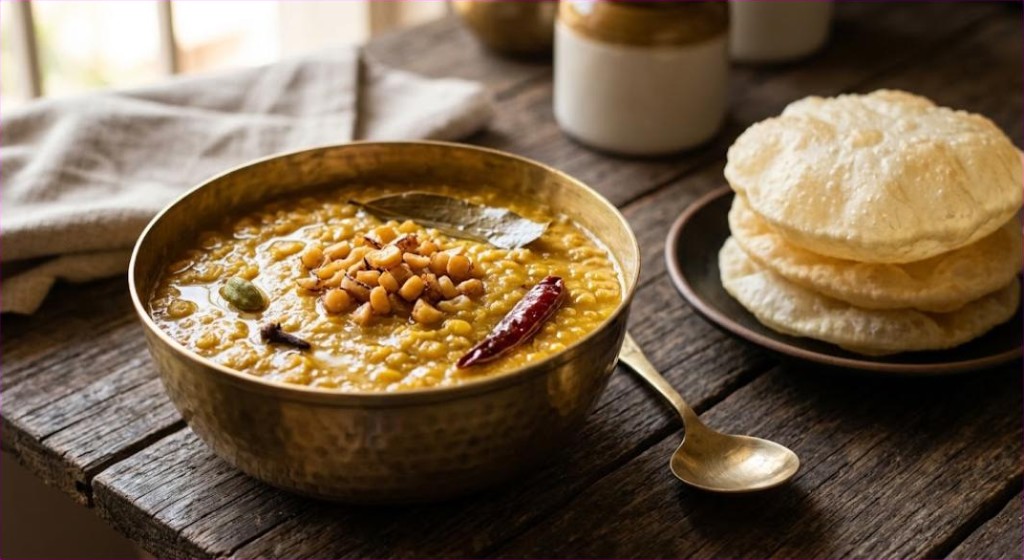 Cholar Dal (Bengali Chana Dal with Fried Coconut)