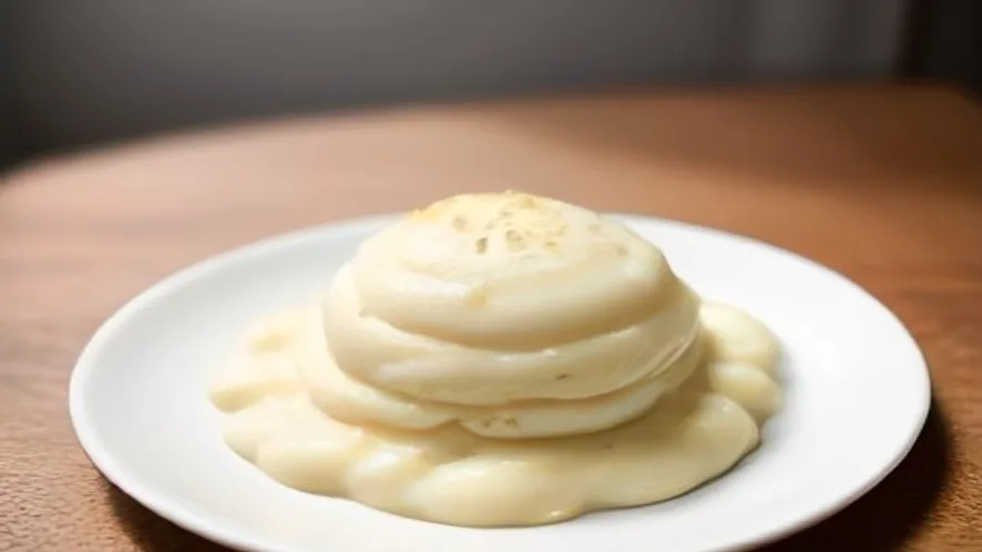 Why mayonnaise splits served on a wooden table, freshly made and ready to serve