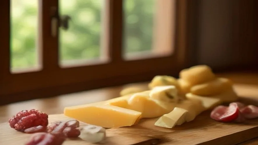 what to serve with a cheese board served on a wooden table, freshly made and ready to serve