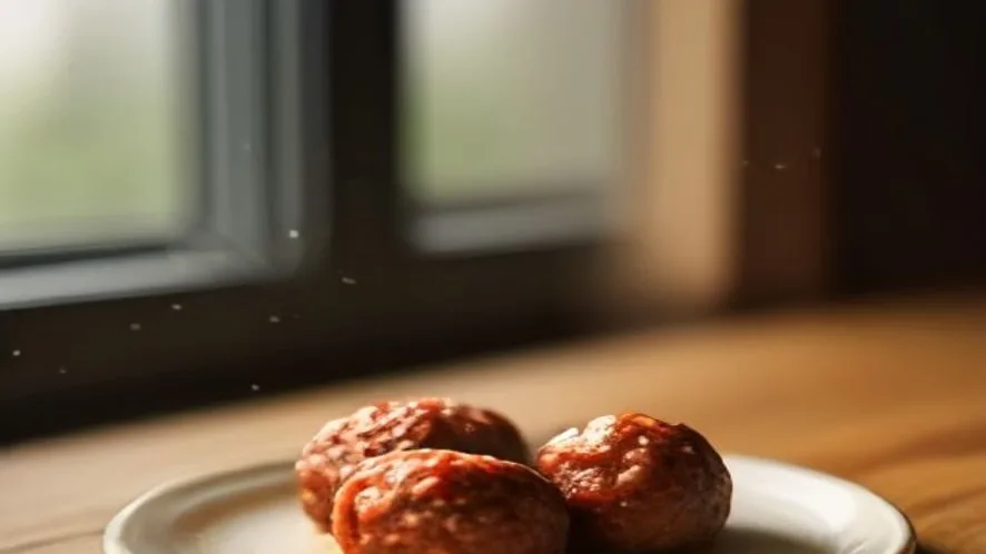 meatballs tough served on a wooden table, freshly made and ready to serve