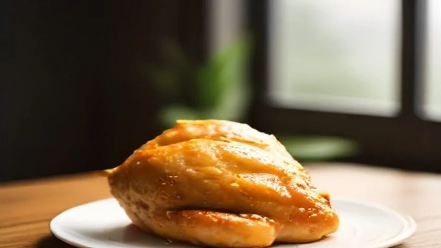 chicken rubbery served on a wooden table, freshly made and ready to serve