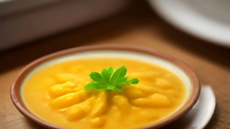 curry watery served on a wooden table, freshly made and ready to serve
